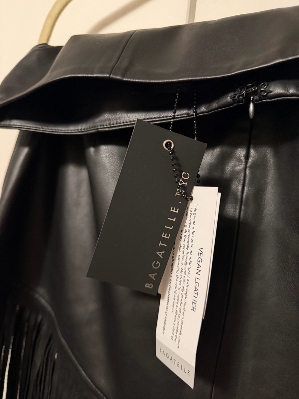 bagatelle Black Leather Fringe Midi Skirt - Picture 7 of 7